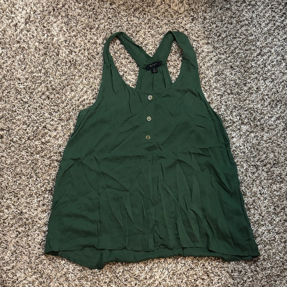 Mine Forest Green Button-Up Tank Top